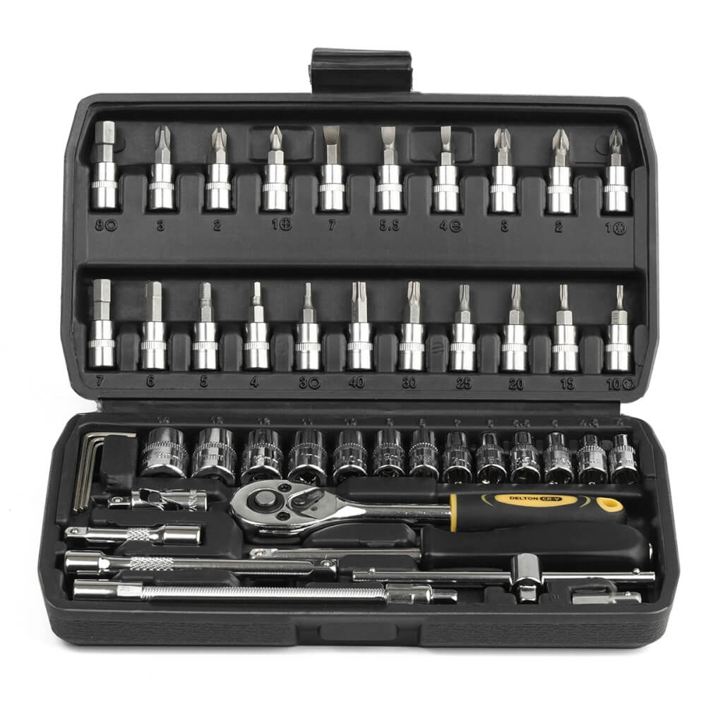 ชุดบ็อกซ์ DELTON รุ่น DKT-46PCS 1/4 นิ้ว แพ็ก 46 ชิ้น